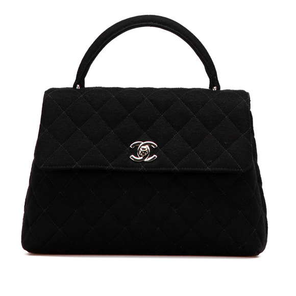 Pre-Loved Chanel CC Quilted Jersey Kelly Top Handle Bag - Picture 1 of 11